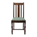 Mayfair Dark Wood High Back Dining Chair with Green Diamond Padded Seat (Pack of 2)
