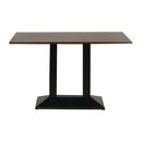 Turiner rechteckiger Tisch mit Metallsockel und dunkler Holzplatte, 1200 x 700 mm