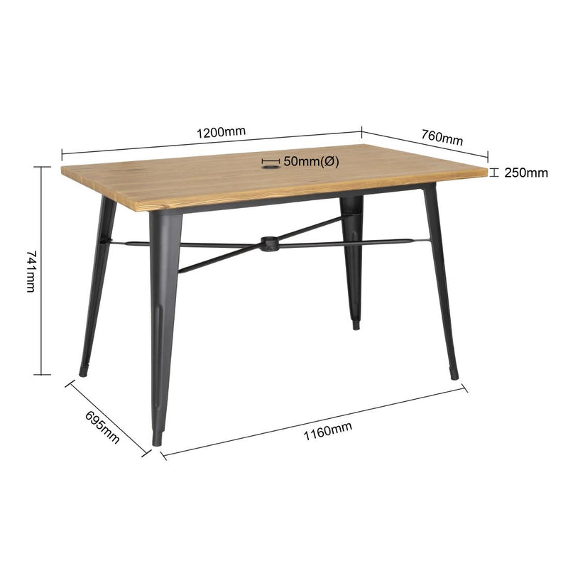 Bolero Complete Outdoor Table 120x76x76cm - Light Wood