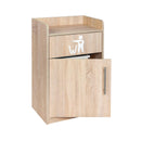 Ständer für Abfallbehälter und Tablett in Eichenoptik