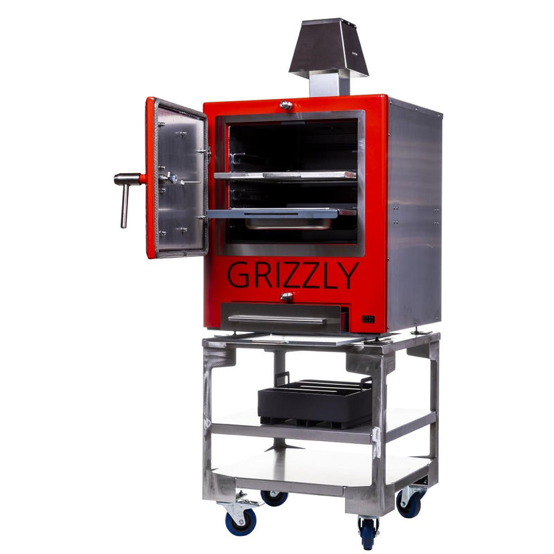 Grizzly Commercial Holzkohleofen Smoker und Grill Rot