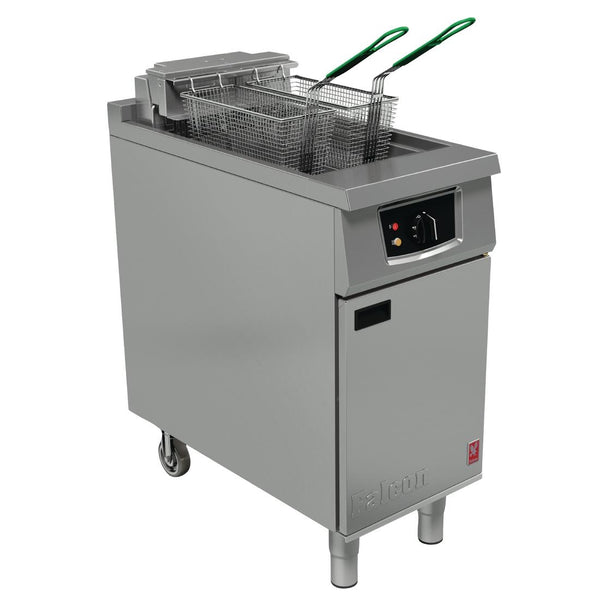 Falcon 400 Series Single Pan Twin Basket Electric Fryer with Filtration & Fryer Angel