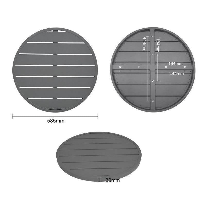 Runde Bolero-Tischplatte aus Aluminium, dunkelgrau, 580 mm