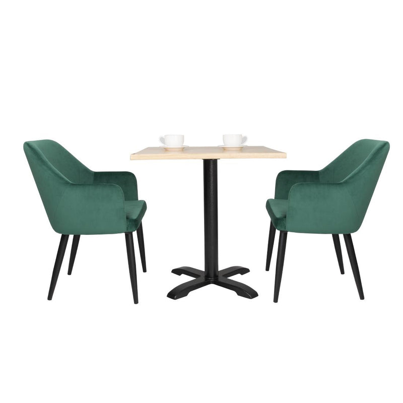 Bolero Lia Velvet Effect Chairs Dark Green (Set of 2)