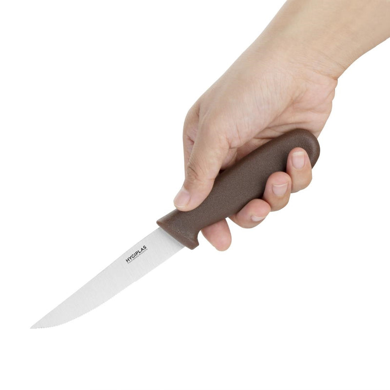 Hygiplas Vegetable Knife Serrated Brown 10.2cm