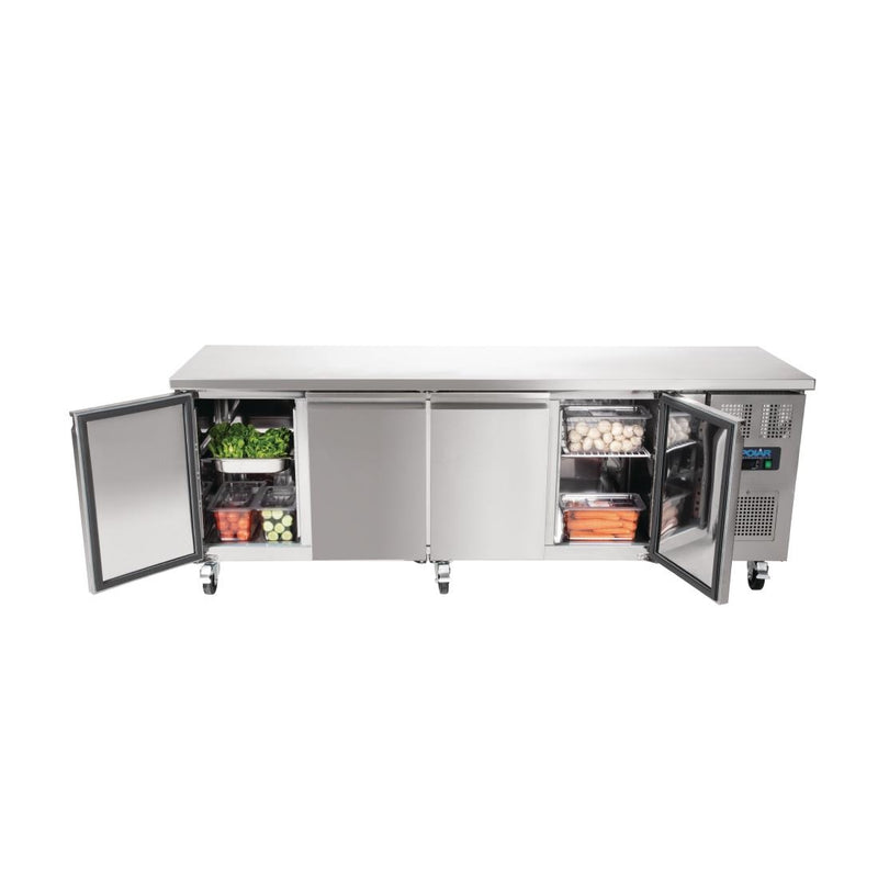 Polar U-Serie Viertüriger Thekenkühlschrank 449Ltr