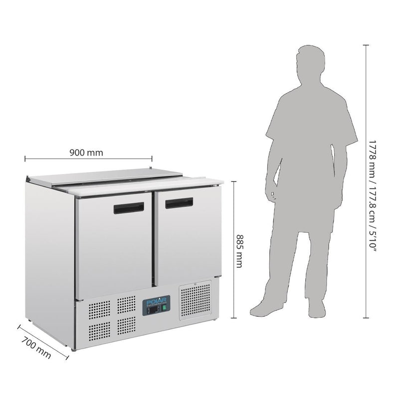 Polar G-Serie Saladette-Thekenkühlschrank 240Ltr