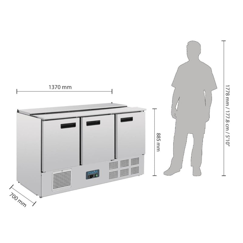 Polar G-Serie Saladette-Thekenkühlschrank 368Ltr