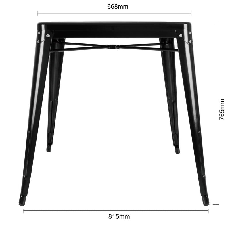 Bolero Bistro Steel Square Table Black 668mm (Single)