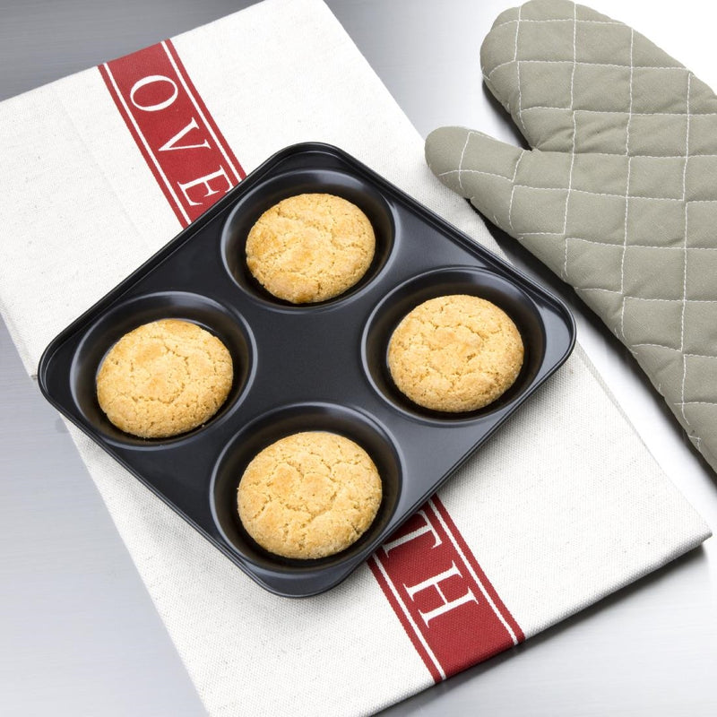 Vogue Antihaft-Yorkshire-Pudding-Tablett aus Karbonstahl für 4 Tassen