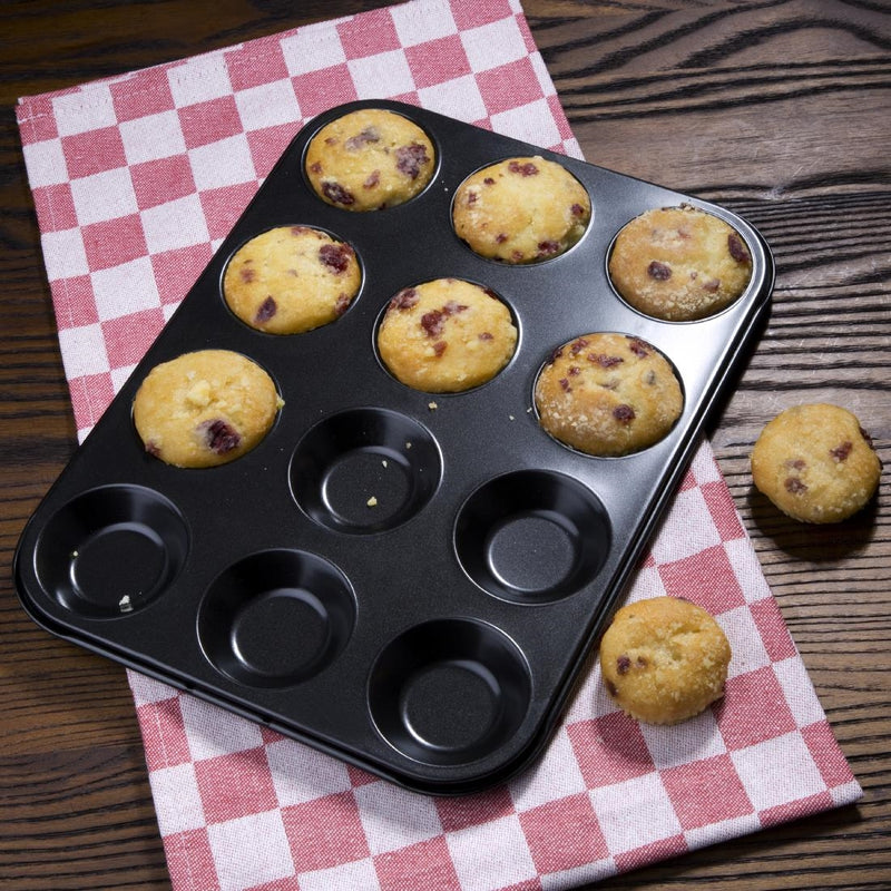 Vogue Antihaftbeschichtetes Mini-Muffinblech aus Karbonstahl für 12 Tassen