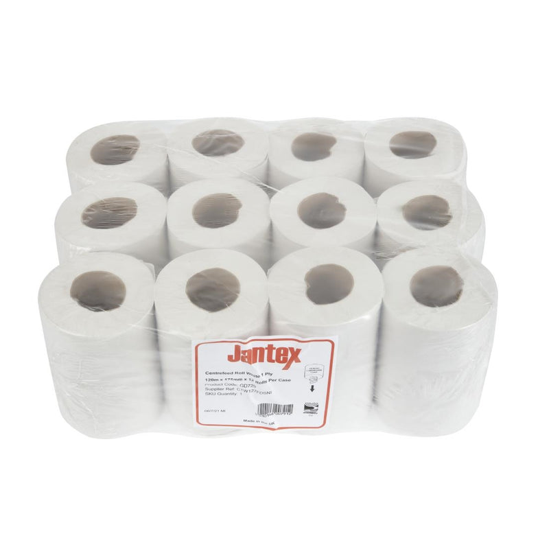 Jantex Mini Centerfeed weiße Rollen (12er-Pack)