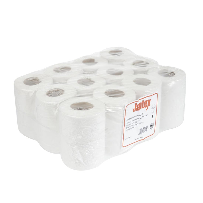 Jantex Mini Centerfeed weiße Rollen (12er-Pack)