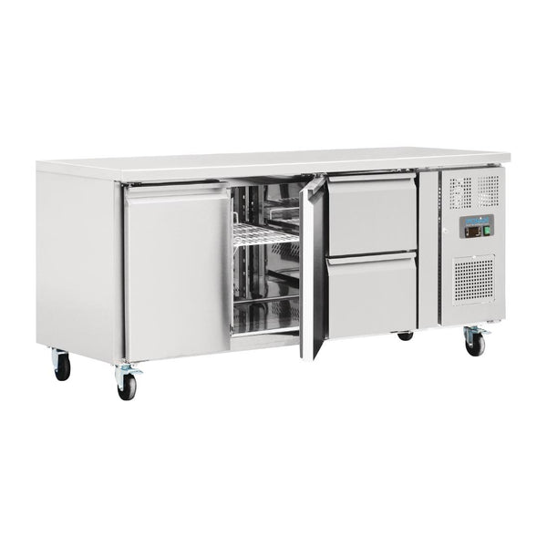 Polar U-Serie 2 Türen und 2 Schubladen Thekenkühlschrank 417Ltr