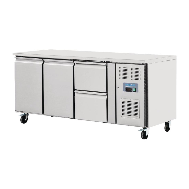 Polar U-Serie 2 Türen und 2 Schubladen Thekenkühlschrank 417Ltr