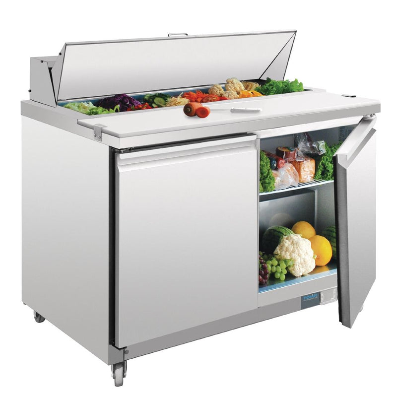 Polar U-Serie Doppeltür-Zubereitungsthekenkühlschrank 405Ltr