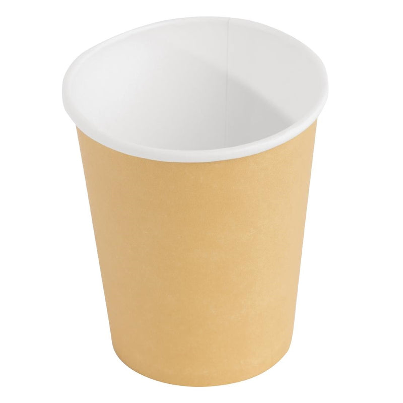 Fiesta Recyclable Coffee Cups Single Wall Kraft 225ml / 8oz (Pack of 50)