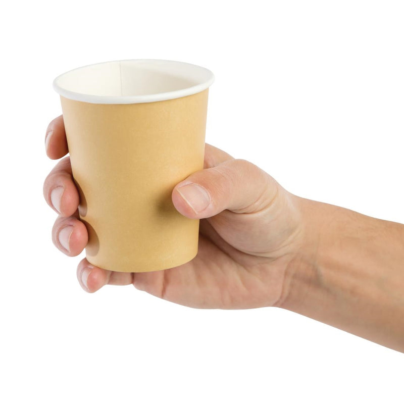 Fiesta Recyclable Coffee Cups Single Wall Kraft 225ml / 8oz (Pack of 50)