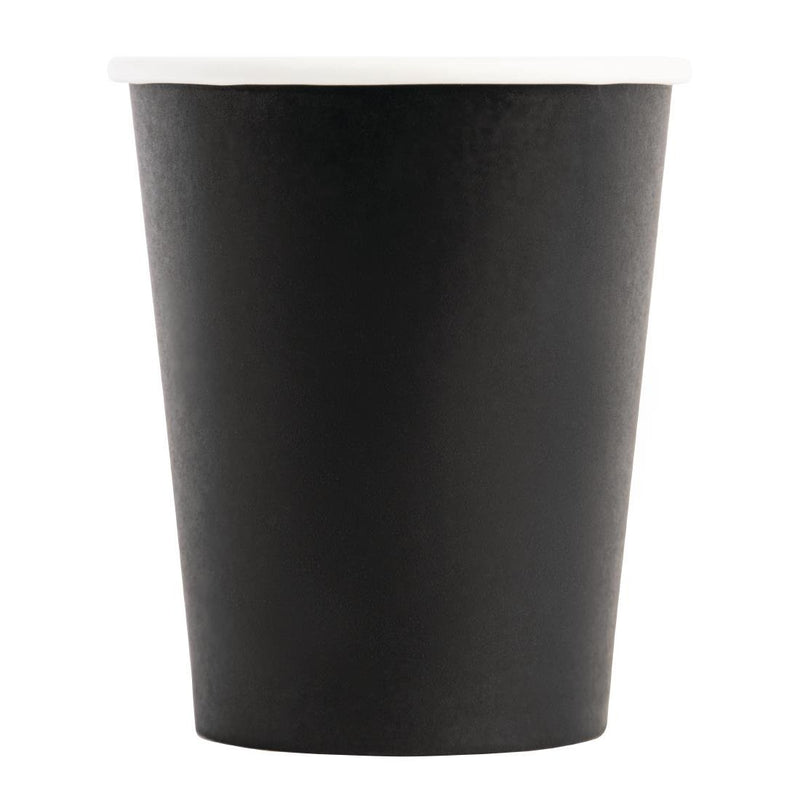 Fiesta Recyclable Coffee Cups Single Wall Black 225ml / 8oz (Pack of 50)