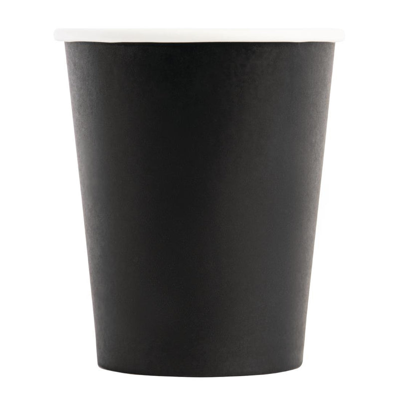 Fiesta Recyclable Coffee Cups Single Wall Black 225ml / 8oz (Pack of 1000)