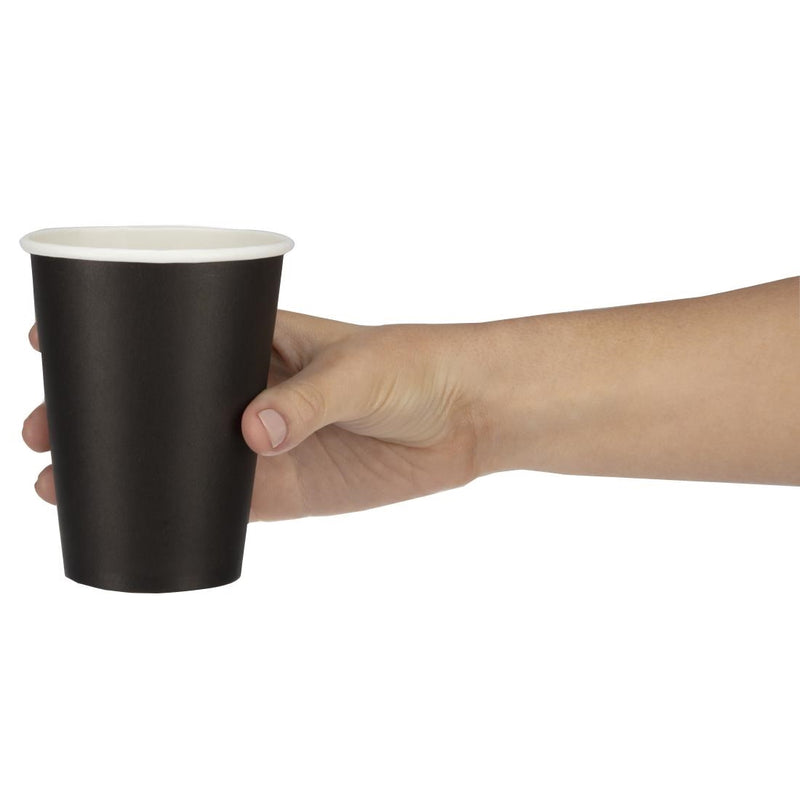 Fiesta Recyclable Coffee Cups Single Wall Black 340ml / 12oz (Pack of 1000)