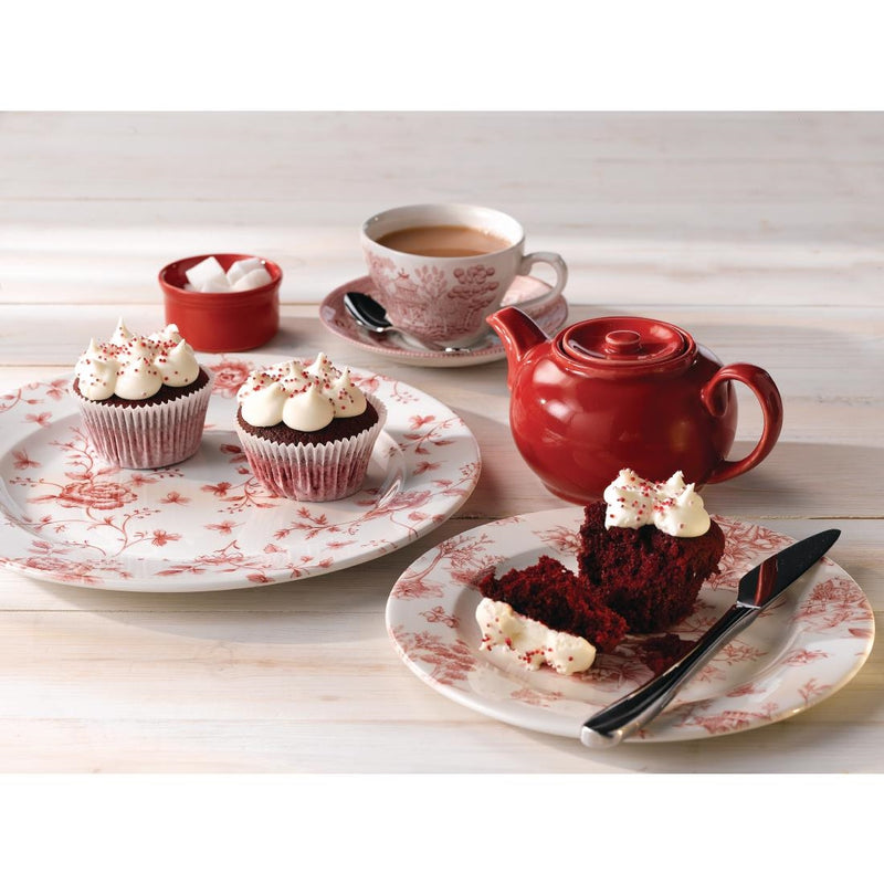 Churchill Vintage Prints Tea Plates Cranberry Toile Print 210mm (Pack of 6)