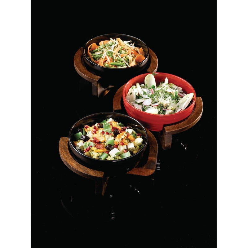 Art de Cuisine Black Glaze Ripple Bowls Large (Pack of 4)