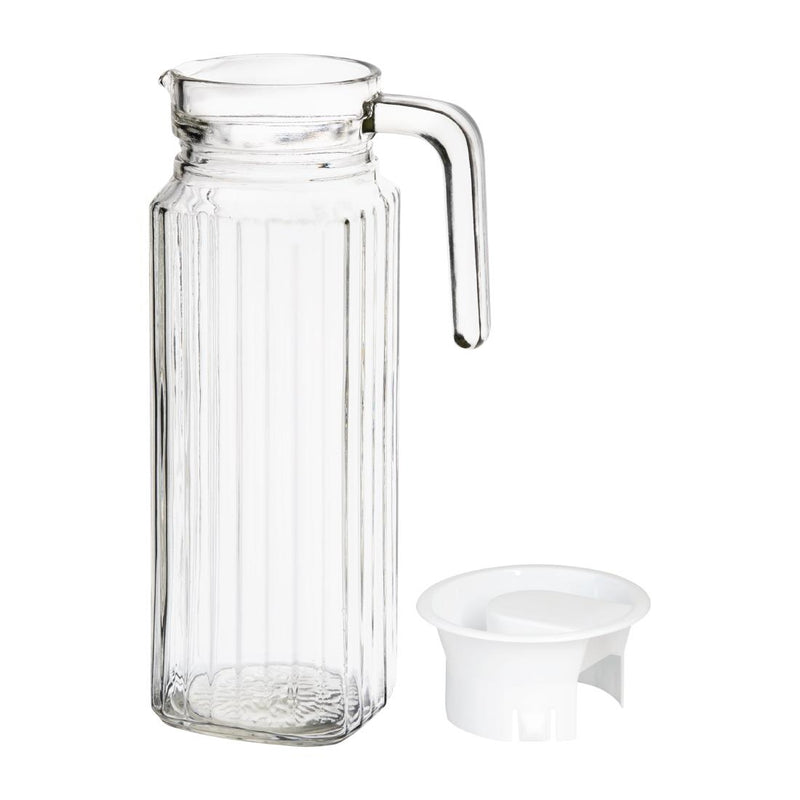 Olympia Ribbed Glass Jugs 1Ltr (Pack of 6)