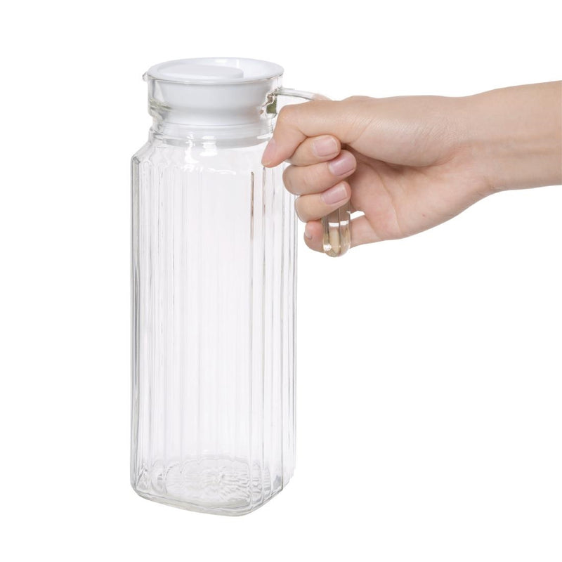 Olympia Ribbed Glass Jugs 1Ltr (Pack of 6)