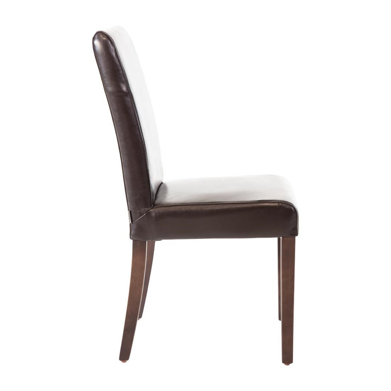 Bolero Faux Leather Dining Chairs Dark Brown (Pack of 2)