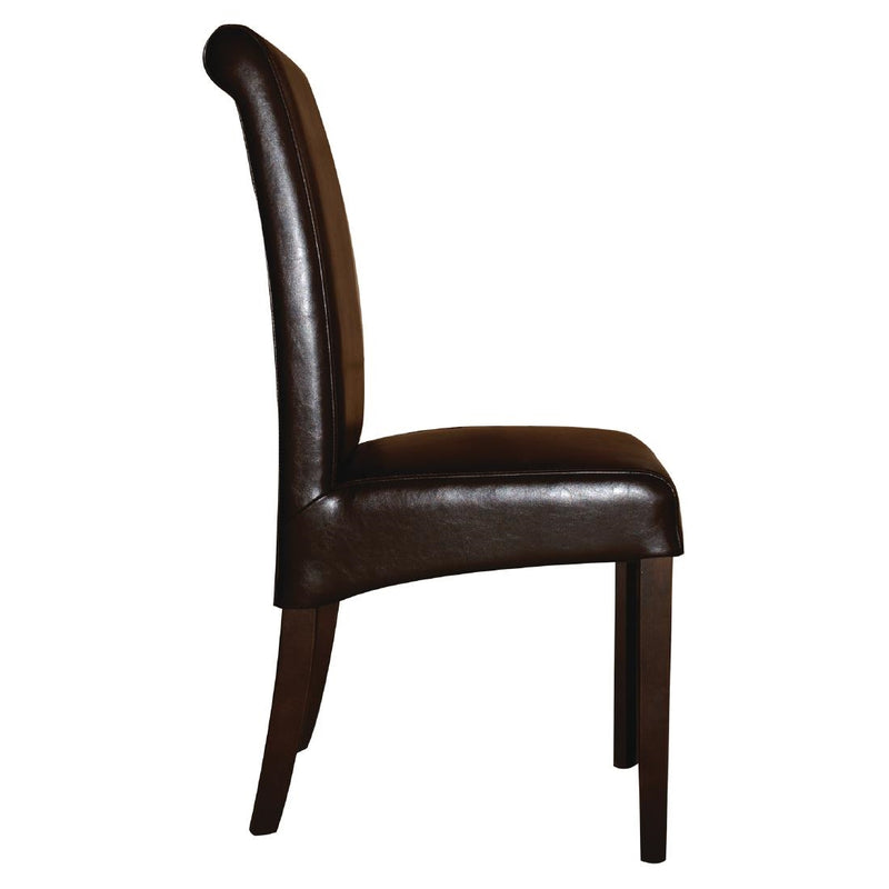 Bolero Curved Back Leather Chairs Dark Brown (Pack of 2)