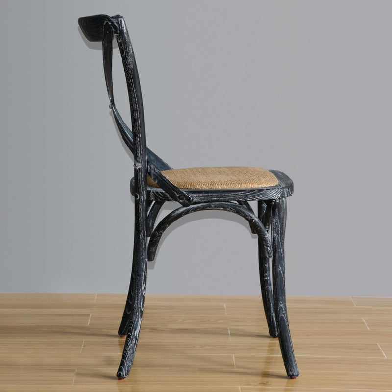 GG654 - Bolero Wooden Dining Chair with Cross Backrest Black Wash Finish (Box 2)