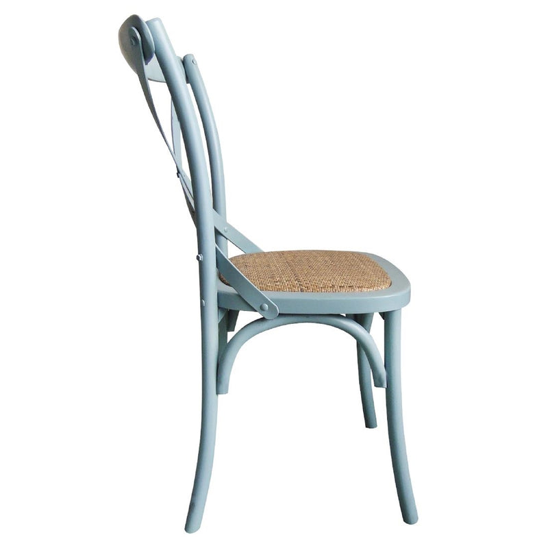 Bolero Blue Bentwood Chairs with Metal Cross Backrest (Pack of 2)