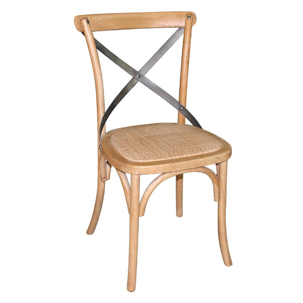 Bolero Natural Bentwood Chairs with Metal Cross Backrest (Pack of 2)