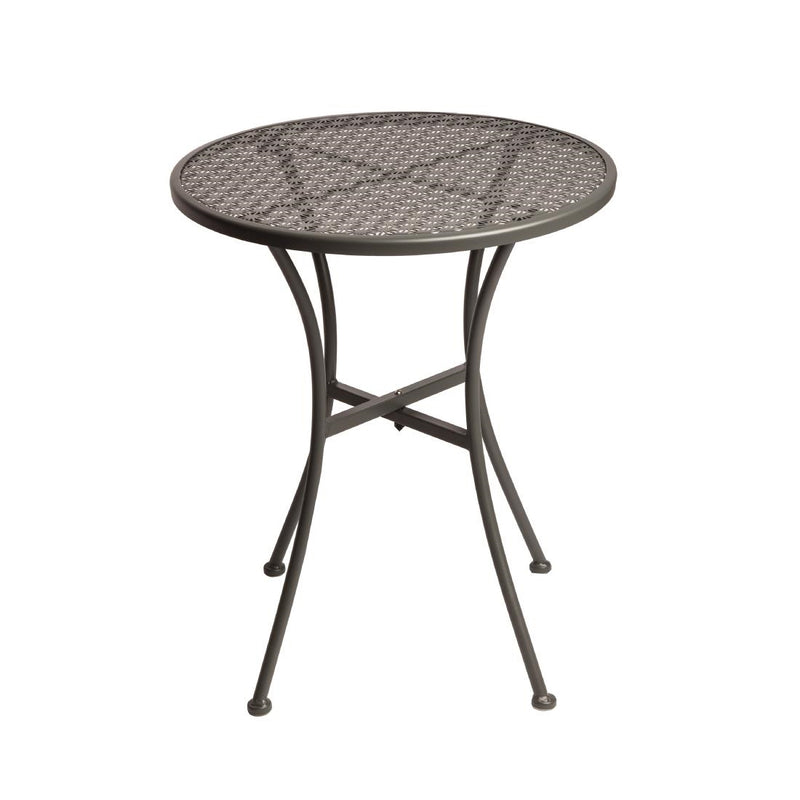 Bolero Round Steel Patterned Bistro Table Grey 600mm