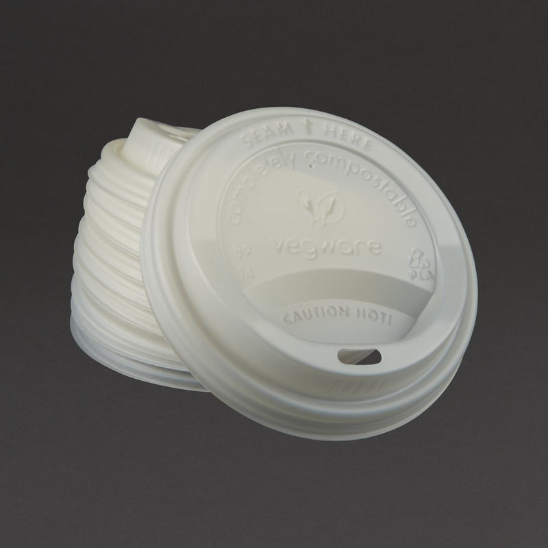 Vegware Compostable Coffee Cup Lids 340ml / 12oz and 455ml / 16oz (Pack of 1000)