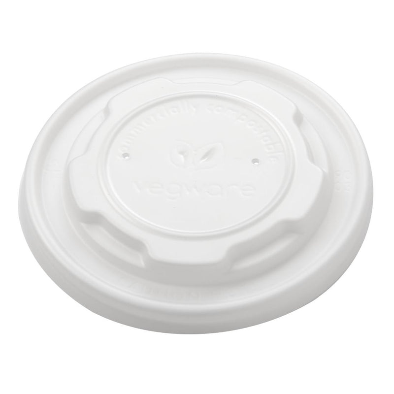 Vegware kompostierbarer Topf für warme Speisen, flache Deckel, 170 ml/6 Unzen und 230 ml/8 Unzen