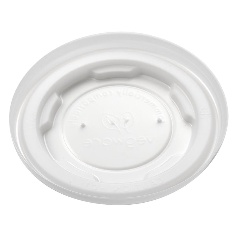 Vegware kompostierbarer Topf für warme Speisen, flache Deckel, 170 ml/6 Unzen und 230 ml/8 Unzen