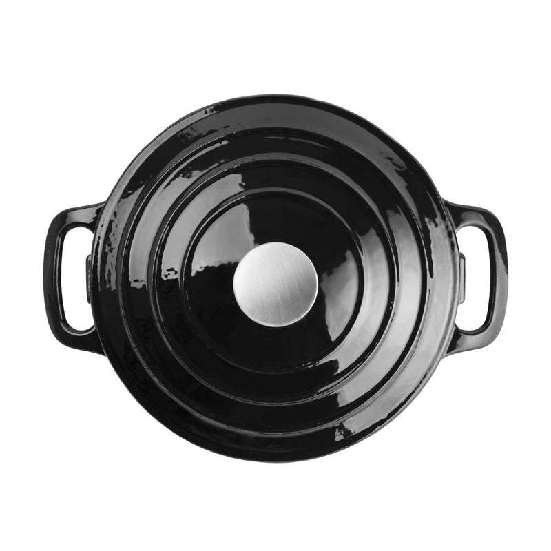 Vogue Black Round Casserole Dish 4Ltr