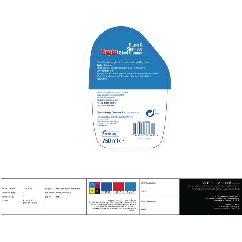 Bryta Glas- und Edelstahlreiniger, gebrauchsfertig, 750 ml