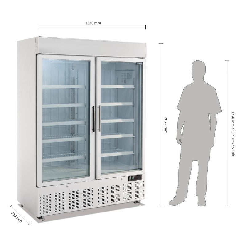 Aufrechter Display-Gefrierschrank der Polar G-Serie, 920 l, Weiß