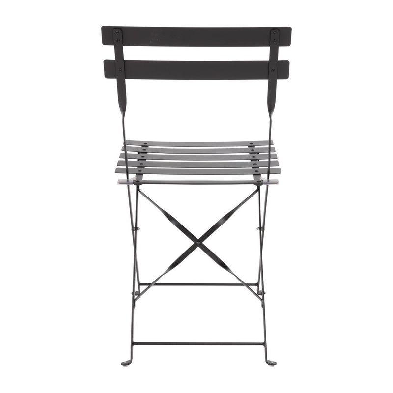 Bolero Black Pavement Style Steel Chairs (Pack of 2)