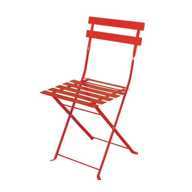 Bolero Red Pavement Style Steel Chairs (Pack of 2)