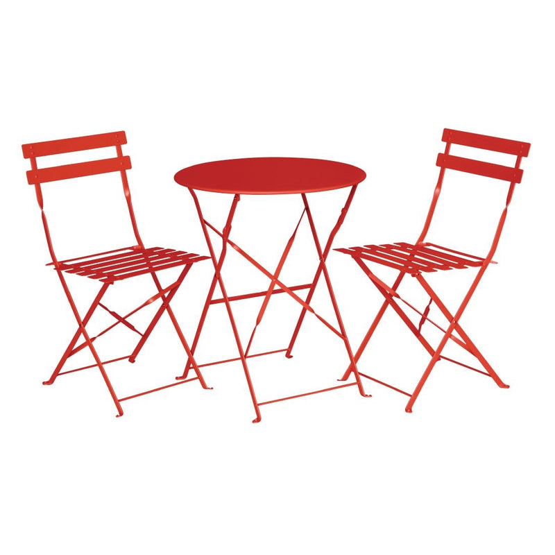 Bolero Red Pavement Style Steel Chairs (Pack of 2)