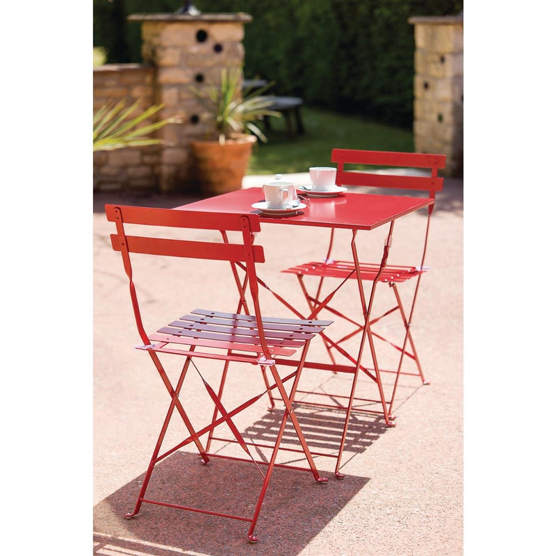 Bolero Red Pavement Style Steel Chairs (Pack of 2)