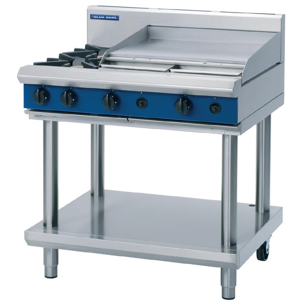 Blue Seal Evolution Cooktop 2 Open/1 Griddle Burner Nat Gas on Stand 900mm G516B-LS/N