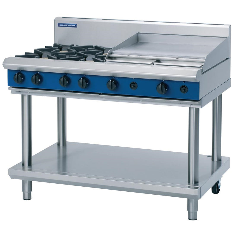 Blue Seal Evolution Kochfeld 4 offen/1 Griddle-Brenner LPG auf Standfuß 1200 mm G518B-LS/L