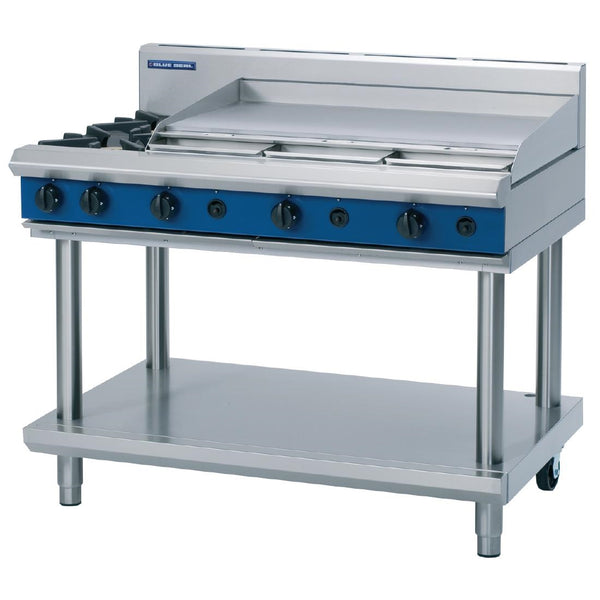 Blue Seal Evolution Cooktop 2 Open/1 Griddle Burner LPG on Stand 1200mm G518A-LS/L