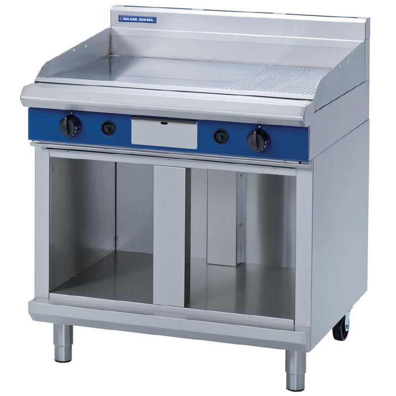 Blue Seal Evolution Chrome 1/3 gerippte Grillplatte mit Schranksockel LPG 900 mm GP516-CB/L