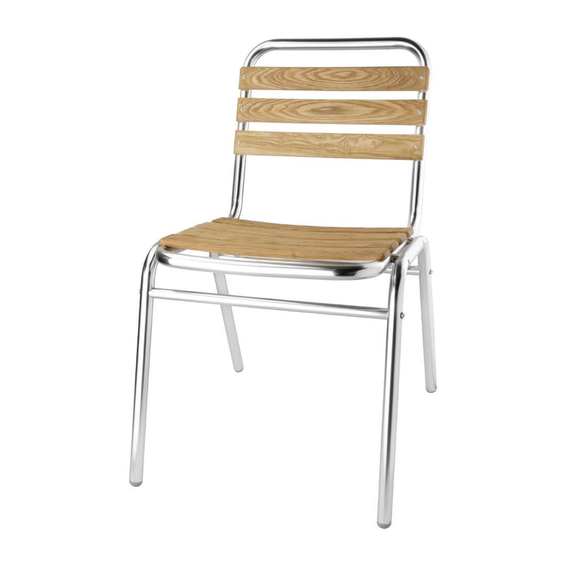 Bolero Aluminium & Ash Bistro Side Chairs (Pack of 4)